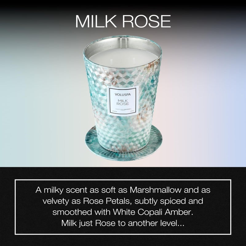 Voluspa Milk Rose, 2 Wick Tin Candle, 26 Ounce, 80 Hour Burn Time, Coconut Wax for Clean Burning, Handcrafted in The USA - Image 2